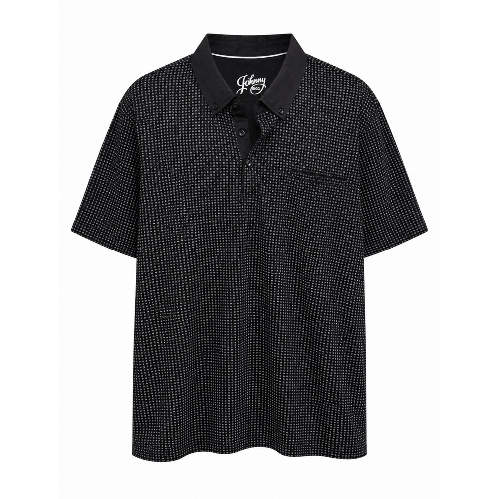 Johnny Bigg Bedford Print Polo Men 4XL Black New Cotton Plus Size Geometric